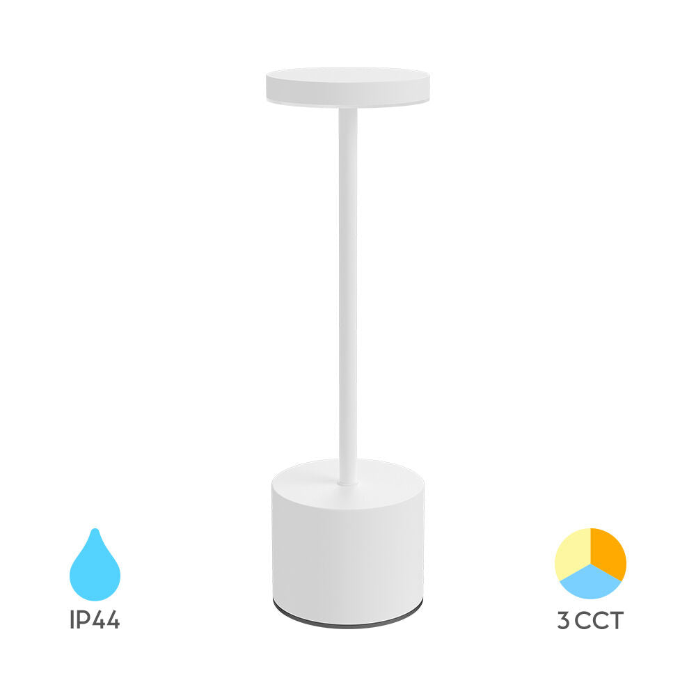 BRAYTRON LU E 1X2W WHT 3IN1 IP44 RCH TABLE LAMP